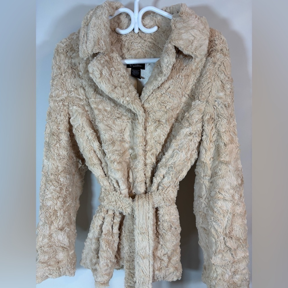 ii Sisters Women’s Faux Fur Black Coat 2 Size S Used